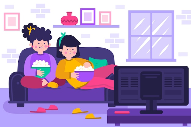 People watching movies at home with IPTV streaming service
