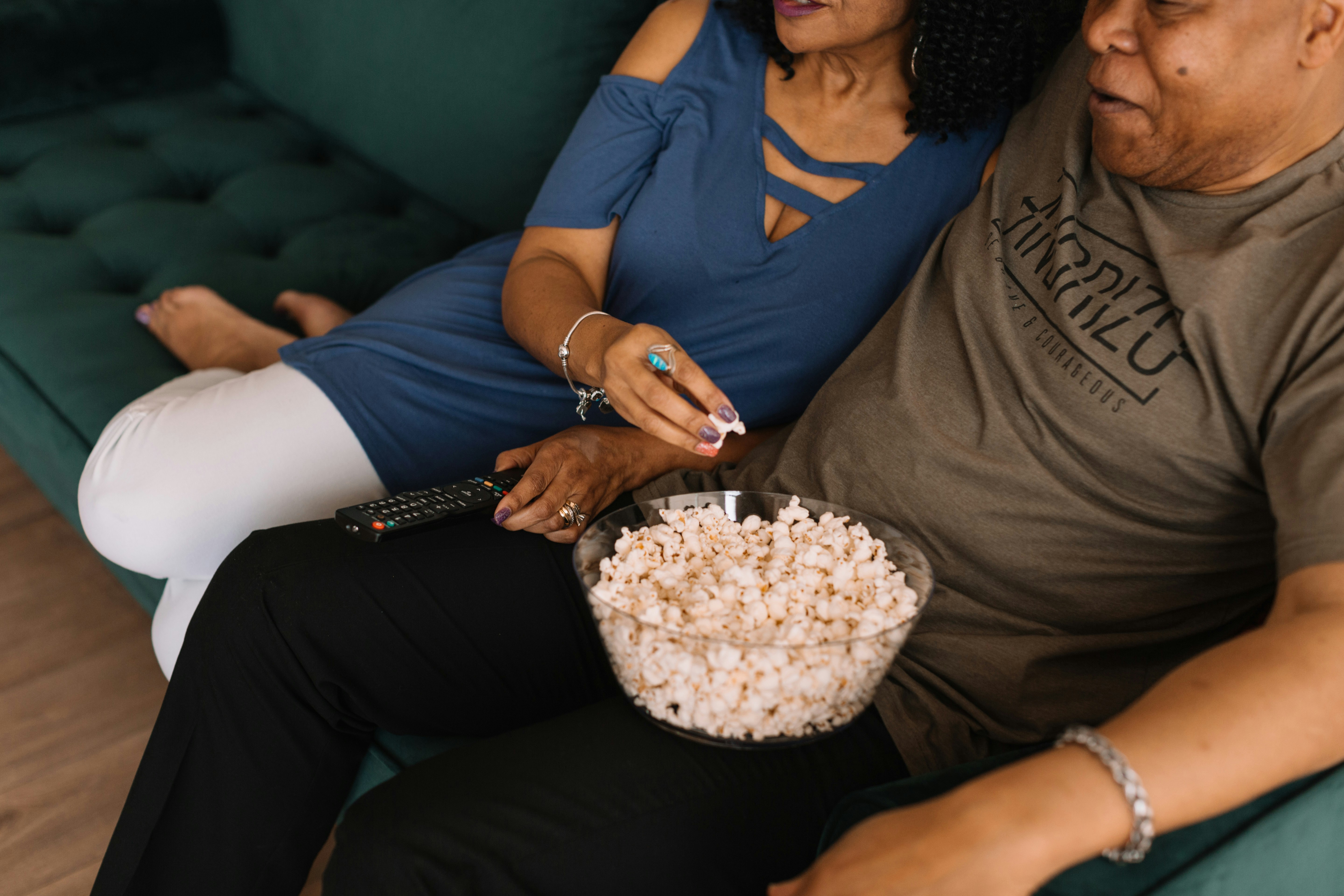 Couple watching TV together