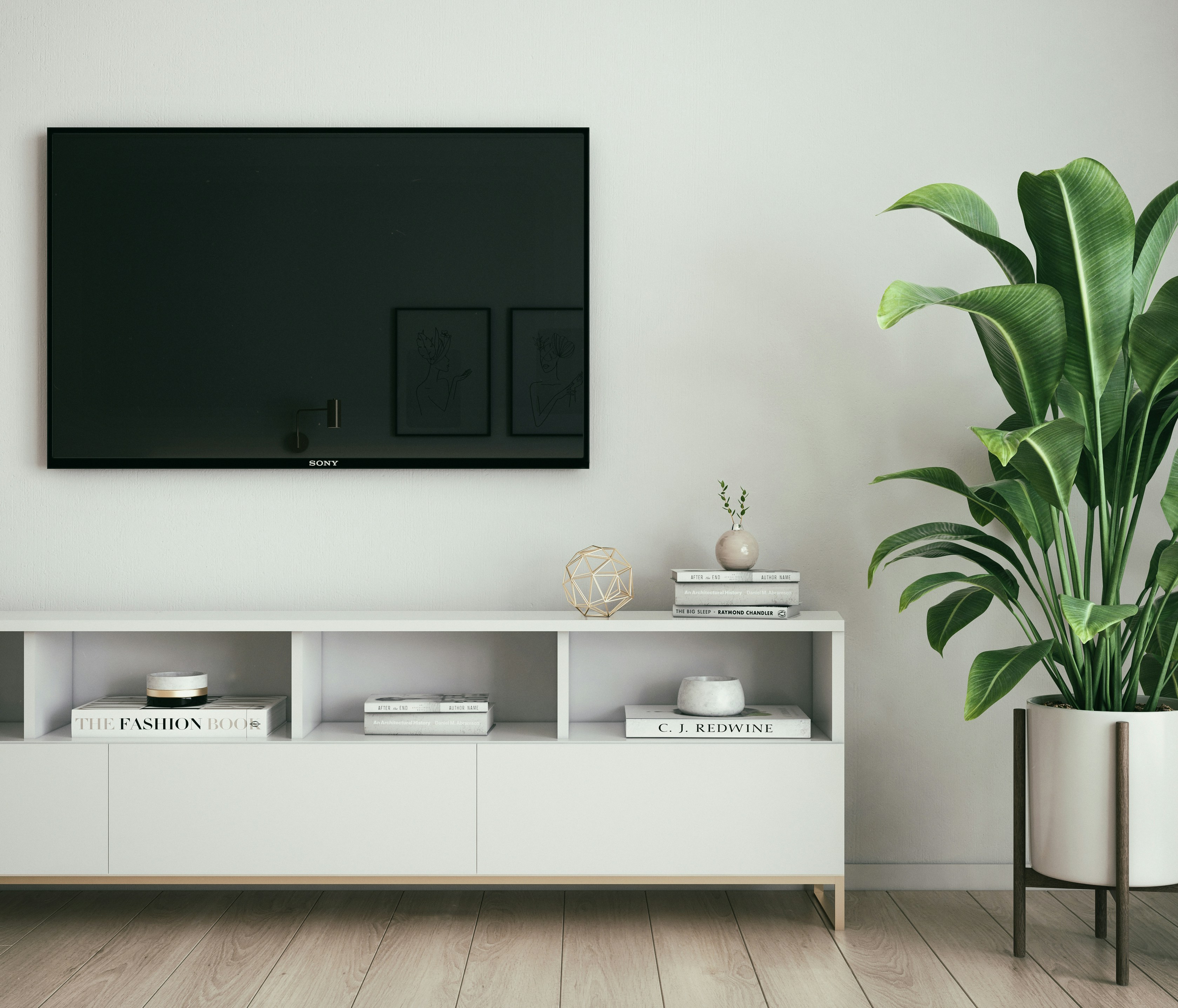 Modern living room setup with 4K television displaying vibrant content