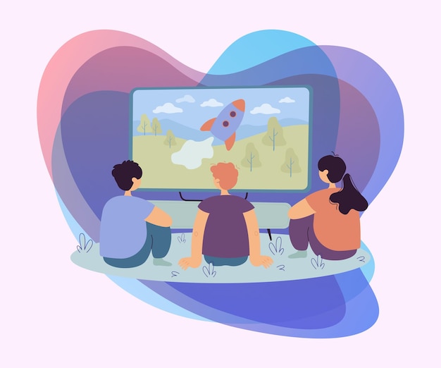 Family watching IPTV channels together on television